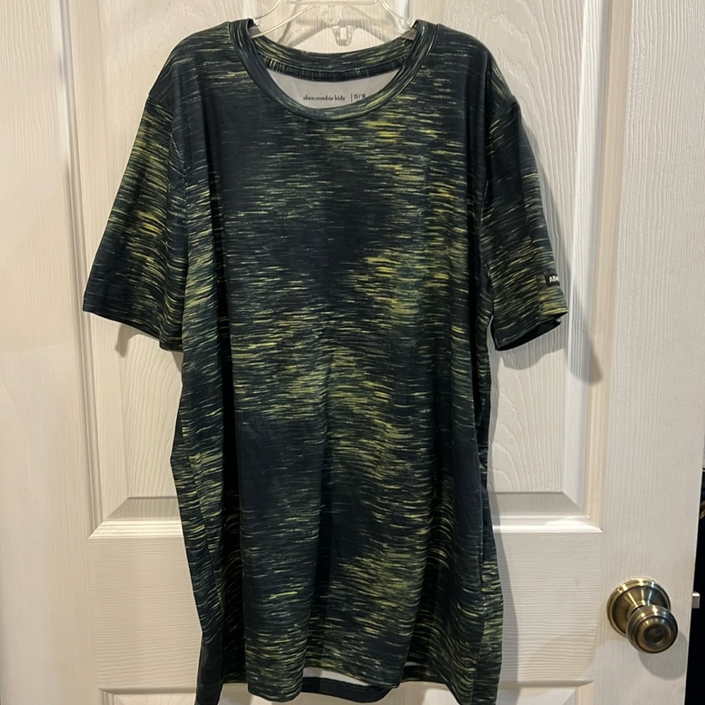 Abercrombie Kids tee shirt, green & yellow space dye